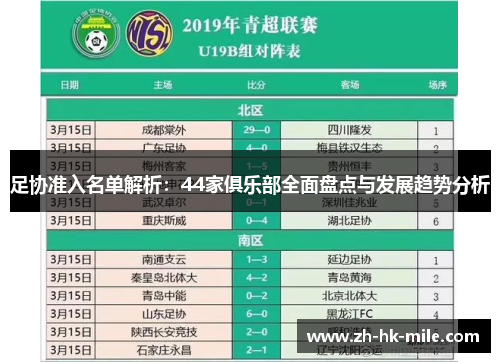 足协准入名单解析：44家俱乐部全面盘点与发展趋势分析